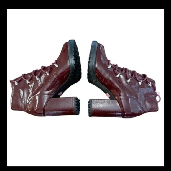 Gianni Bini Burgundy Patent Leather Platform Lace-Up Ankle Boots Size 7M NWOT - Picture 10 of 14